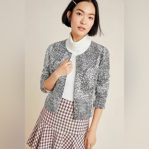 Anthropologie Dolan Eva Left Coast Marbled Textured Cropped Open Blazer Jacket - Picture 1 of 8